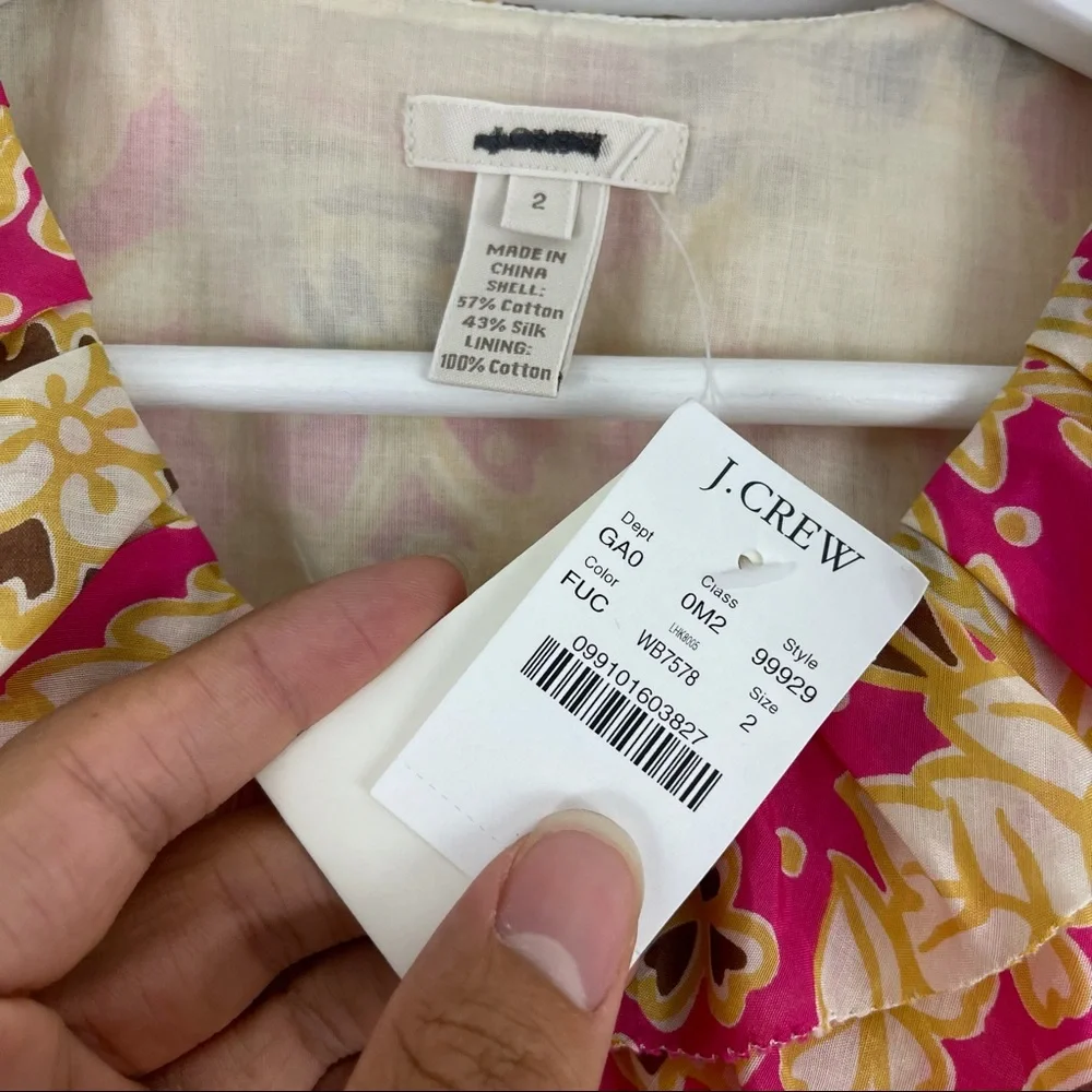 J. Crew Floral Sleeveless Key Neck Top